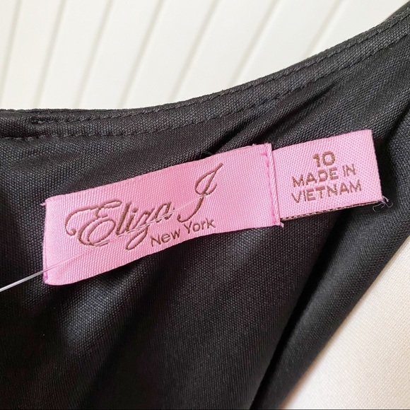NWT Eliza J Black Sheath Cocktail Party Dress with One Side Wing Sleeve Size 10 - Picture 13 of 16